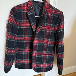 J Crew Boys size 14 Red and Black Plaid Blazer